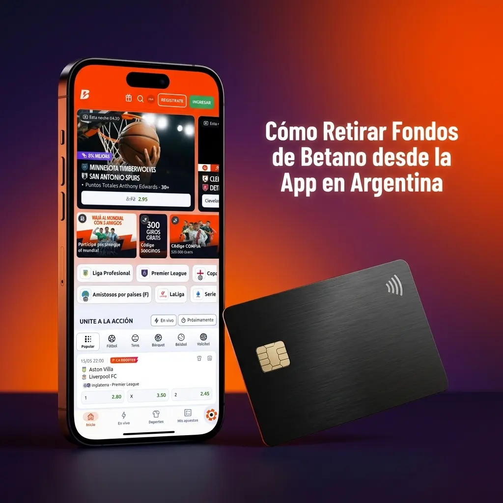 Pasos para retirar fondos desde la app de Betano en Argentina en dispositivo móvil